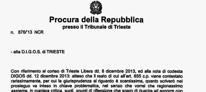 REPRESSION OF THE JUDICIAL AUTHORITY AGAINST THE CITIZENS OF TRIESTE