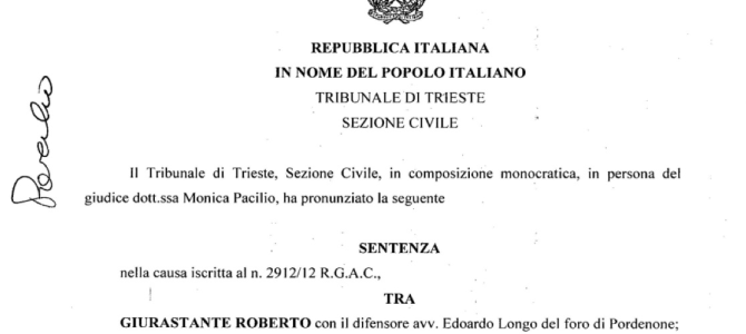 DOUBLE JUDGMENT AGAINT THE LAW OF THE FREE TERRITORY OF TRIESTE