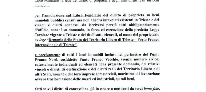 Trieste: bloccata speculazione PD sul Porto Franco internazionale – conferenza stampa martedì 21