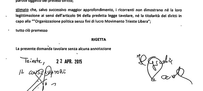 Northern Free Port: the Land Registry Judge denies the registration, but Free Trieste renews the acts and the litigation