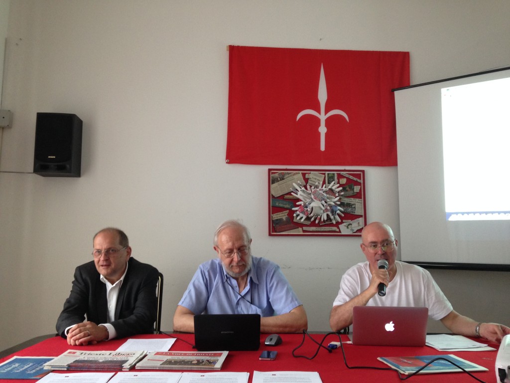 Da sinistra a destra: Alfred Terschak (Movimento Trieste Libera - Austria), Paolo G. Parovel (Responsabile esteri MTL), Roberto Giurastante (Presidente MTL).