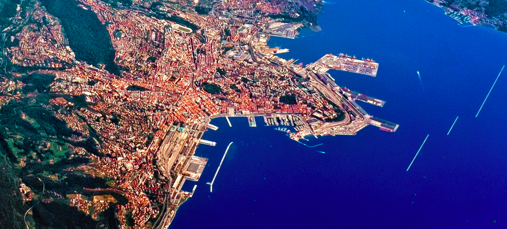 The international Free Port of Trieste from above.