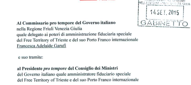 Trieste: “avviso” al Governo amministratore provvisorio
