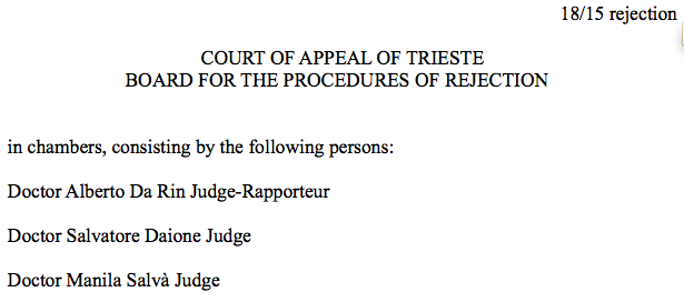 THE ESCAPE OF ITALIAN JUSTICE FROM THE QUESTION OF THE FREE TERRITORY OF TRIESTE