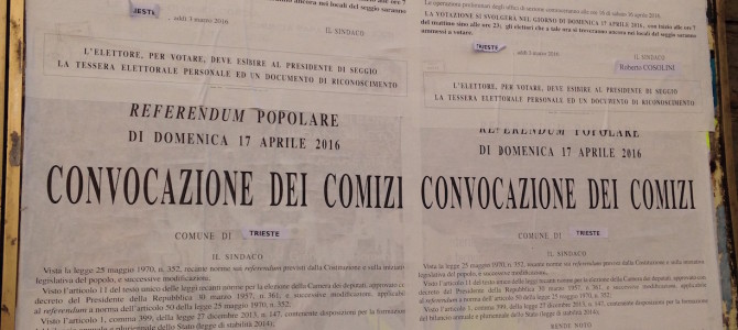 Referendum against oil drilling in the Adriatic: extension to Trieste and risks of nullity and voidness