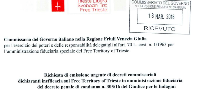 STOP CONDEMNING  THE CITIZENS OF THE FREE TERRITORY OF TRIESTE WITHOUT TRIAL