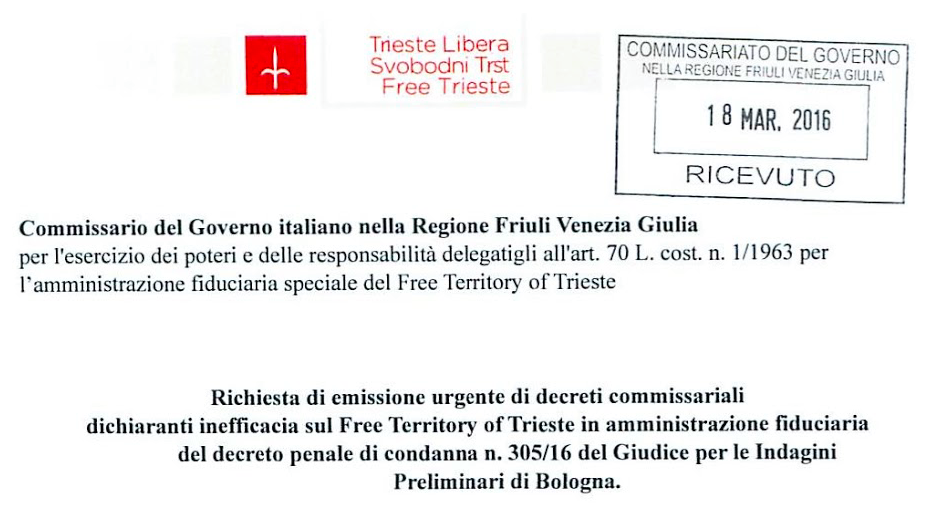 STOP CONDEMNING THE CITIZENS OF THE FREE TERRITORY OF TRIESTE WITHOUT TRIAL