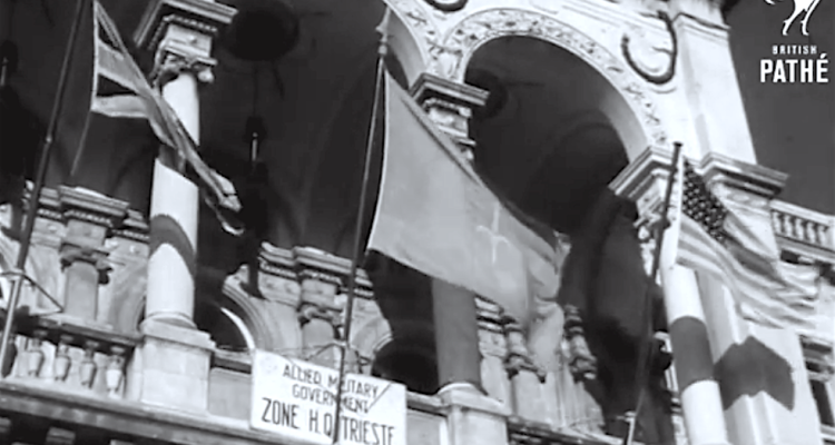 Historic photo of the Palace of the Government in Trieste (1950). Photo by British Pathé