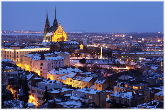 Brno at night.