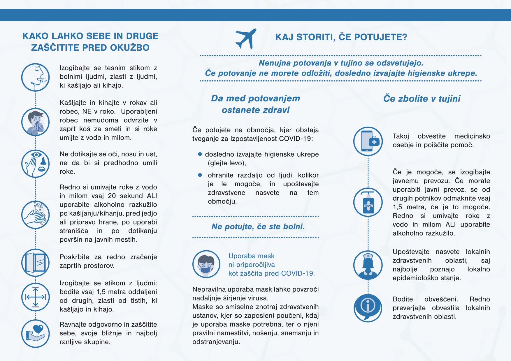 The brochure about the COVID-19 emergency (in Slovenian, but there is also an Italian version) received in the mail by all Slovenian citizens. This document is clear and essential, and it is also free to download from Slovenia's institutional websites. This is a great example of public information on health matters provided during a serious crisis.